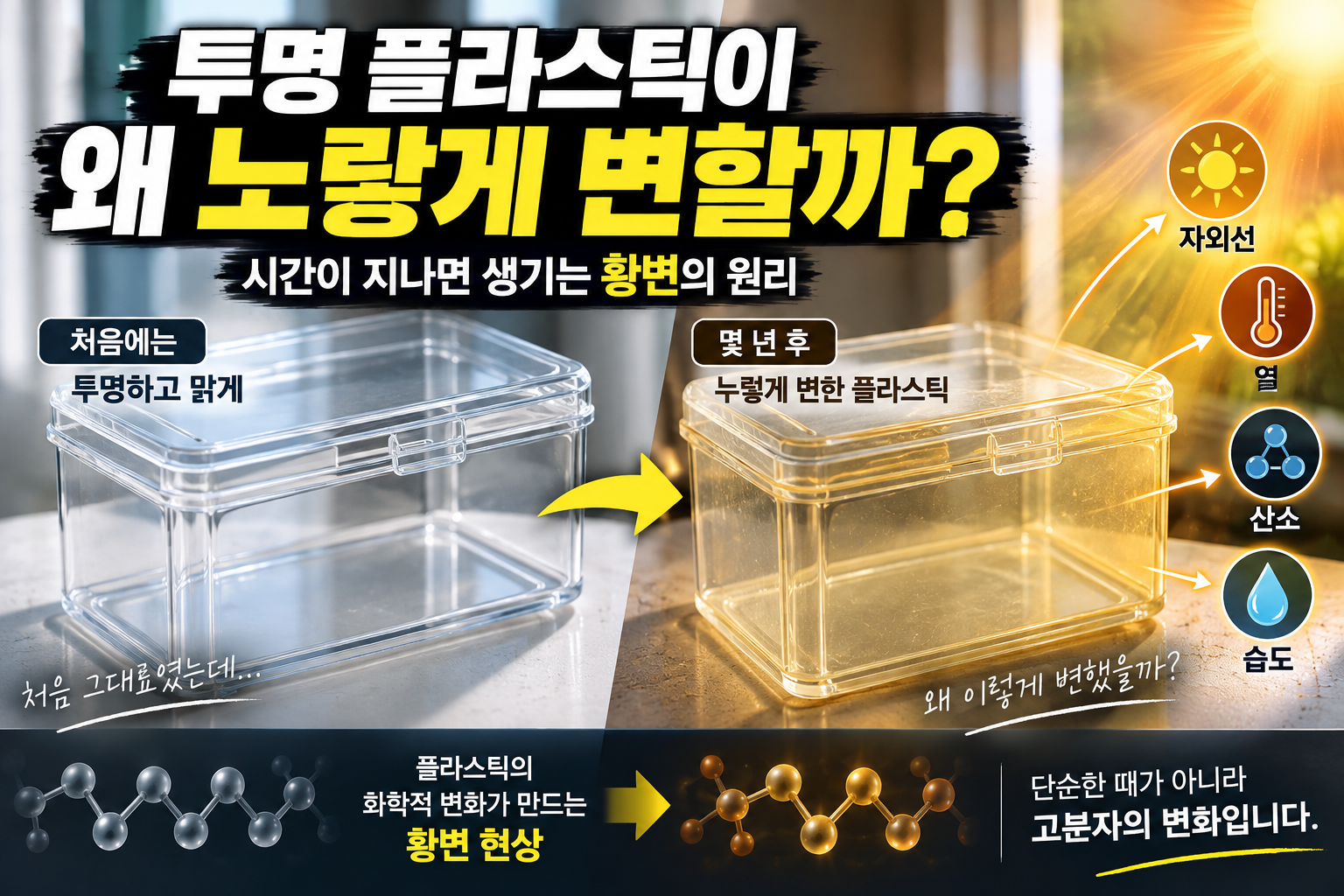 투명 플라스틱이 시간이 지나면 노랗게 변하는 이유
