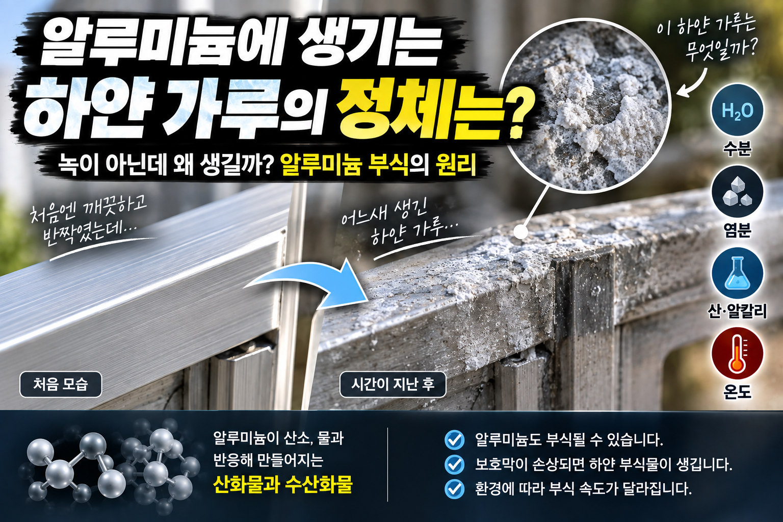 알루미늄 표면에 생기는 하얀 가루